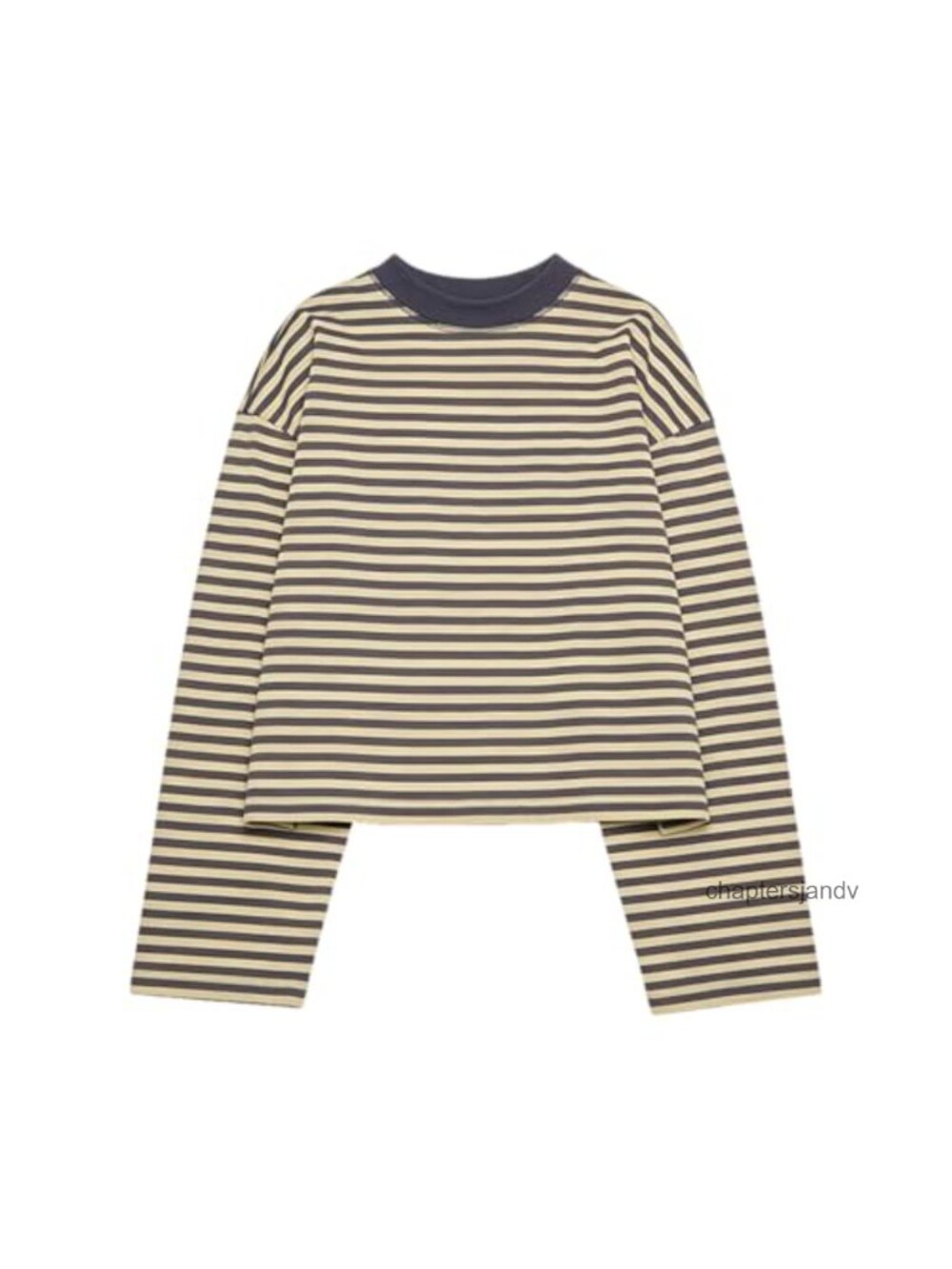 Women's 100% Cotton Striped Long Sleeve Crewneck Oversized Vintage Tee
